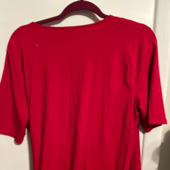 NWT TALBOTS WOMAN RED V-NECK SHORT SLEEVE BLOUSE SZ 1X - Picture 4 of 6